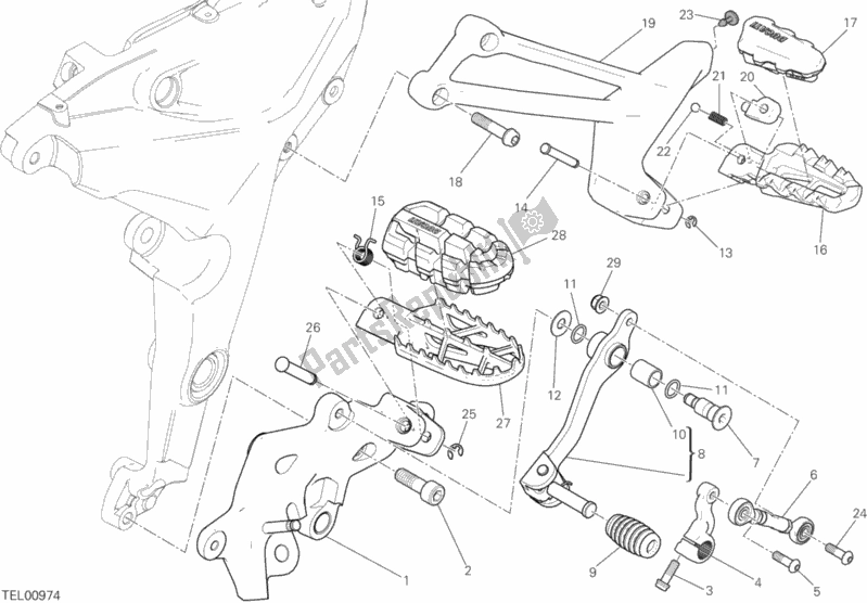 Toutes les pièces pour le Repose-pieds, Gauche du Ducati Multistrada 1200 Enduro Touring 2017